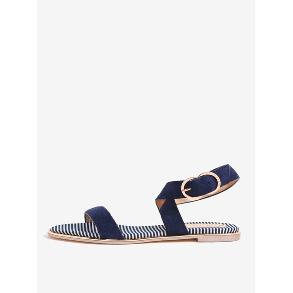 Sandale bleumarin din piele intoarsa cu baretele late si catarama Ted Baker Qereda