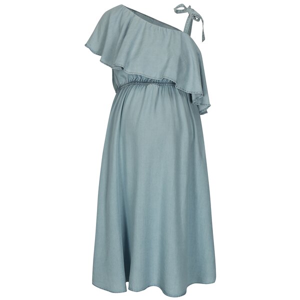 Rochie bleu cenusiu asimetrica cu volane - Mama.licious Nesli
