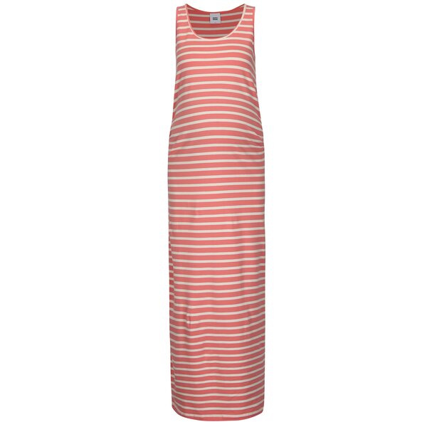 Rochie corai & alb cu model in dungi pentru femei insarcinate - Mama.licious Lea