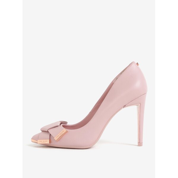 Pantofi stiletto roz din piele naturala cu funda Ted Baker Ayelar
