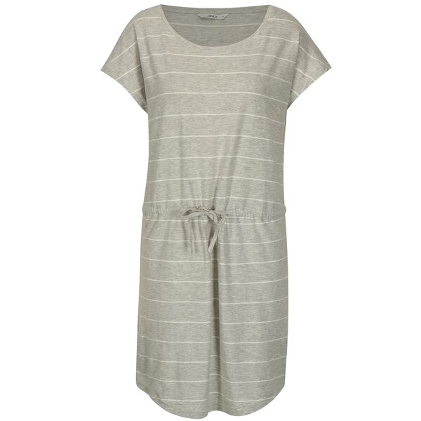 Rochie gri cu dungi si snur in talie ONLY May