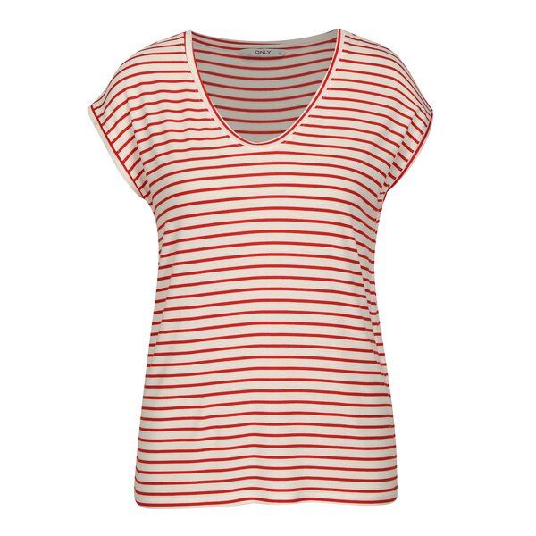 Tricou cu dungi alb cu rosu ONLY Sannie