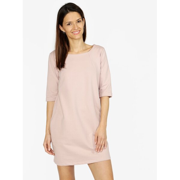 Rochie scurta roz cu maneci 3/4 - ZOOT