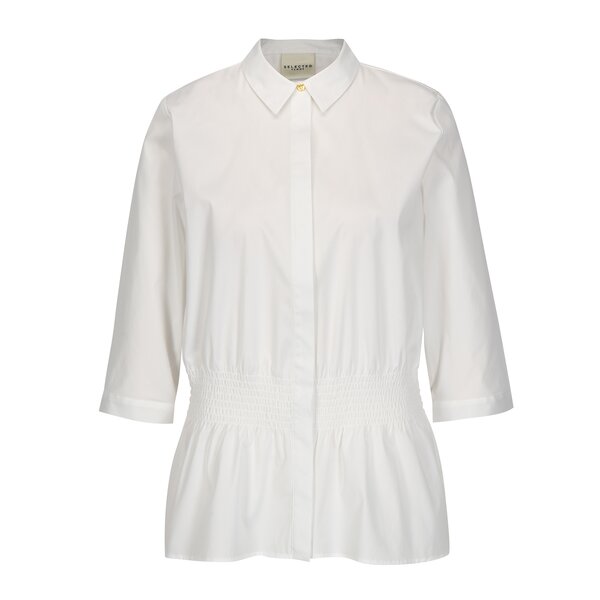 Camasa alba cu maneci 3/4 si talie elastica Selected Femme Camille