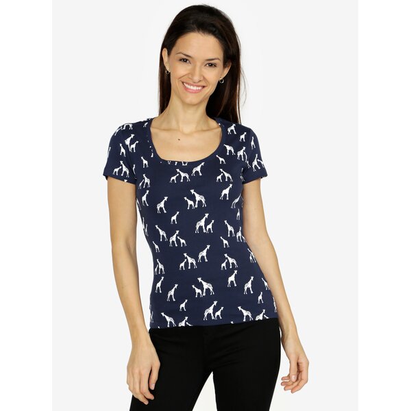Tricou bleumarin cu print girafe M&Co