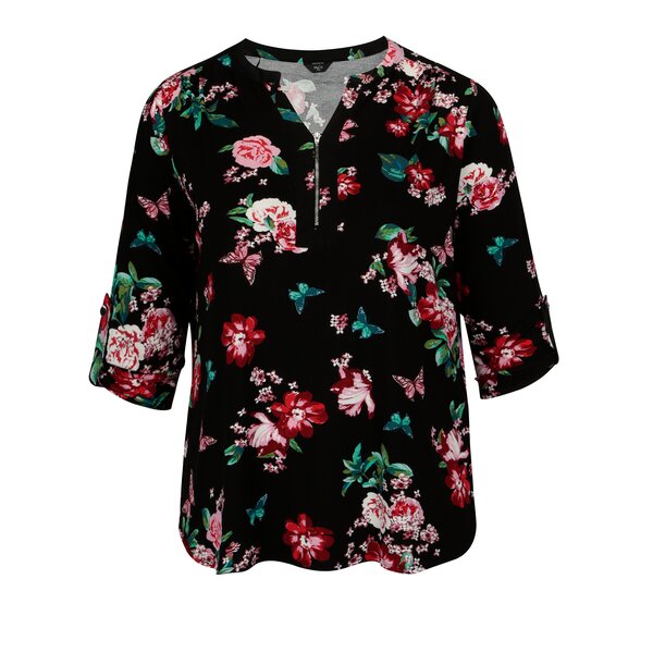 Tunica neagra cu print si maneci 3/4 M&Co