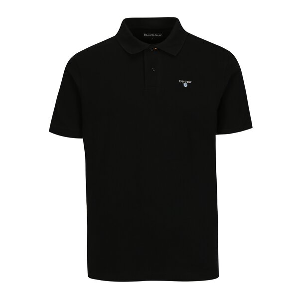 Tricou polo negru cu logo brodat - Barbour Sports