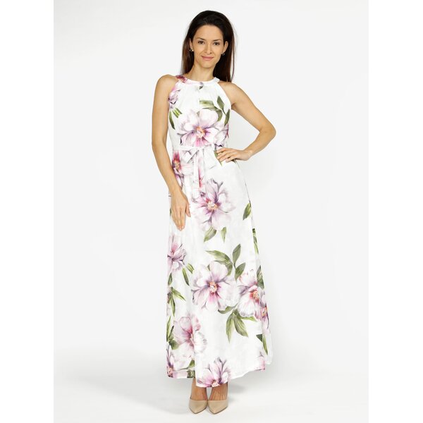 Rochie maxi crem cu print floral M&Co