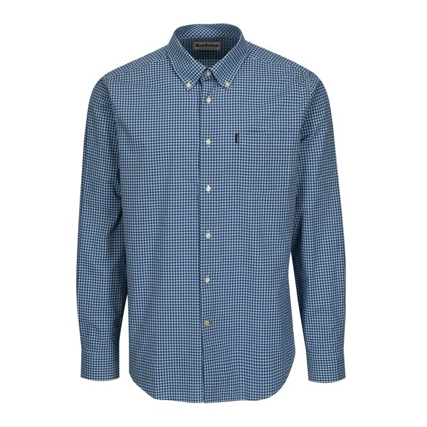 Camasa tailored fit albastra in carouri Barbour Leonard