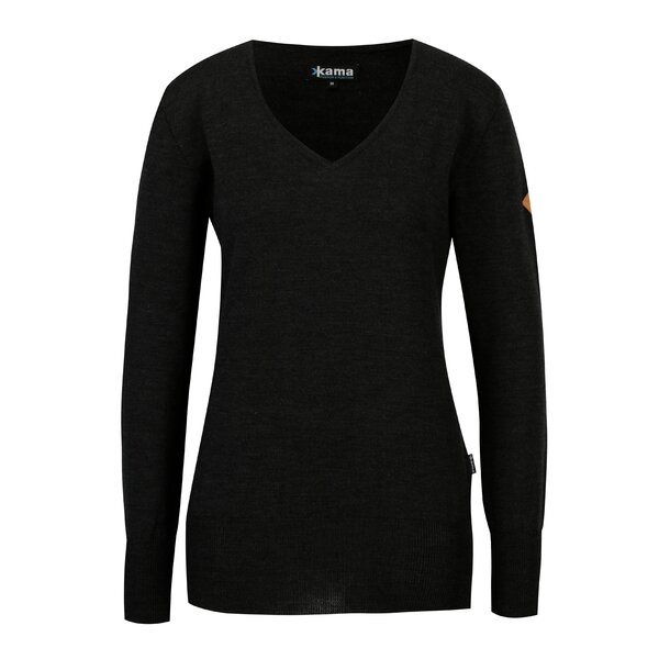 Pulover gri inchis din lana merino pentru femei - Kama