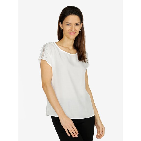 Bluza alba cu broderie pe umeri - VERO MODA Lacey