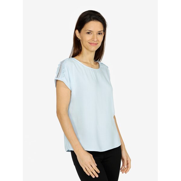 Bluza albastra cu broderie pe umeri - VERO MODA Lacey