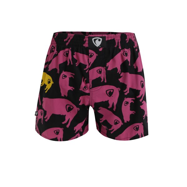 Boxeri negri din bumbac cu print porci - Represent Exclusive Ali Pig farm
