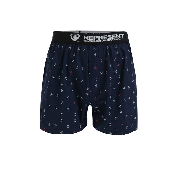 Boxeri bleumarin cu print ancore si logo - Represent Exclusive Mike Harbor
