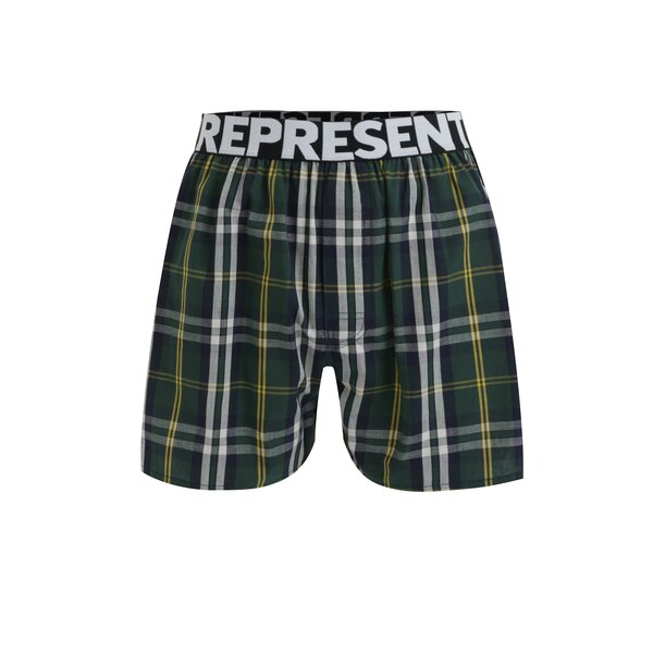 Boxeri cu carouri verde inchis & galben din bumbac - Represent Mikebox