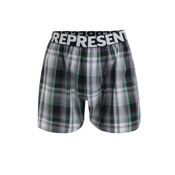 Boxeri cu carouri verde & gri din bumbac - Represent Mikebox