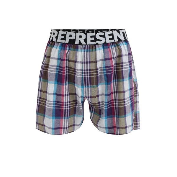 Boxeri cu carouri kaki & mov din bumbac - Represent Mikebox