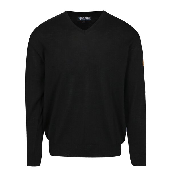 Pulover negru din lana Merino pentru barbati - Kama