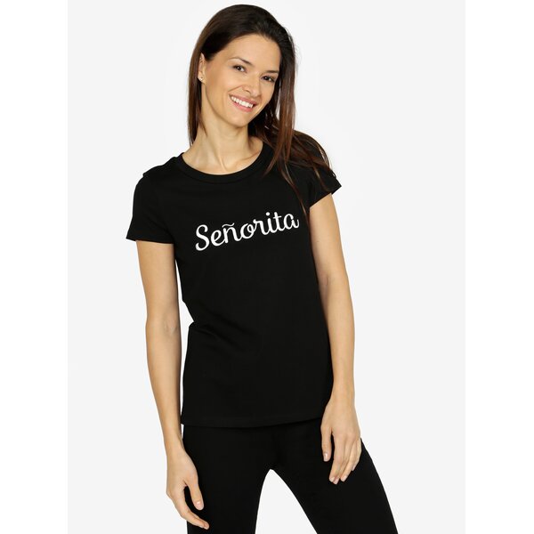 Tricou negru cu broderie din bumbac - VERO MODA Lola