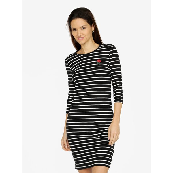 Rochie neagra in dungi cu broderie VERO MODA Lirose