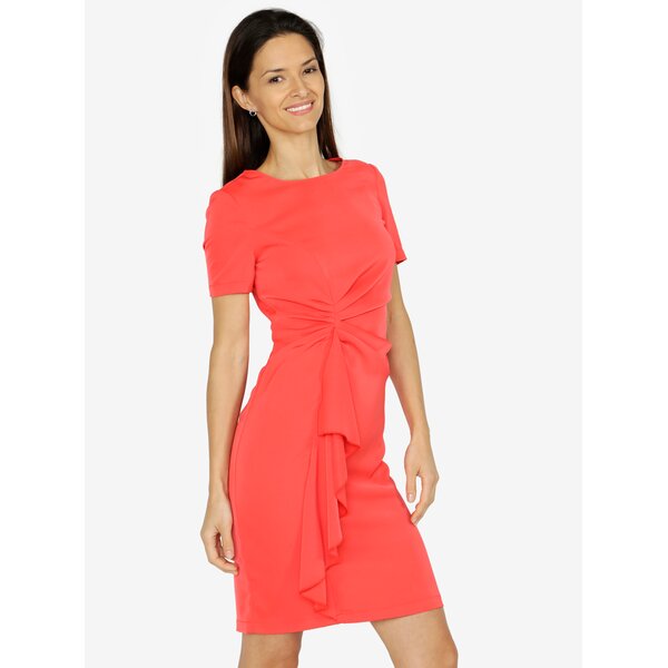 Rochie rosie cu drapaj si pliuri asimetrice - VERO MODA Snack