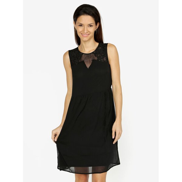 Rochie neagra cu plasa si broderie - VERO MODA Dacey