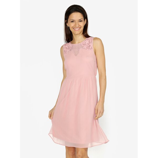 Rochie roz cu plasa si broderie - VERO MODA Dacey