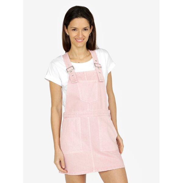 Rochie sarafan roz din denim VERO MODA Malou