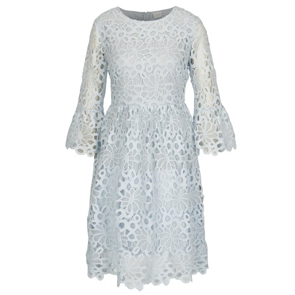 Rochie bleu din broderie sparta cu maneci clopot 3/4 - VILA Jaco