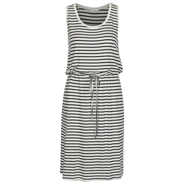 Rochie cu dungi crem & bleumarin si snur in talie - VILA Fi