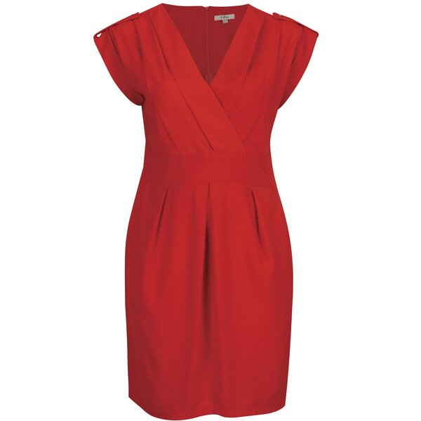 Rochie rosie cu pliseuri La Lemon