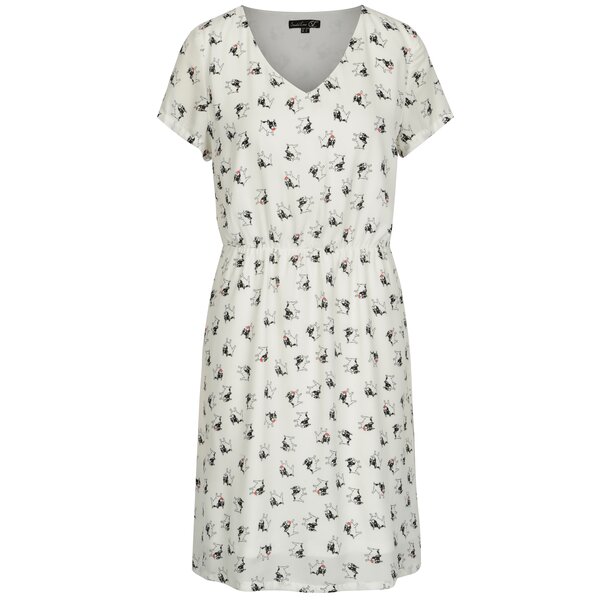 Rochie crem cu print buldog Smashed Lemon