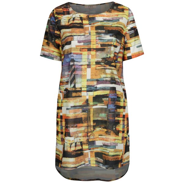 Rochie asimetrica galbena cu print abstract La Lemon