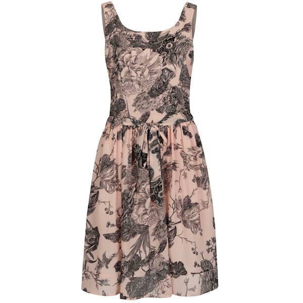 Rochie roz deschis cu print floral si decolteu amplu pe spate - Smashed Lemon