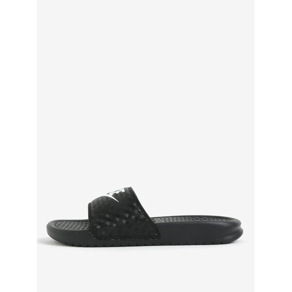 Papuci negri cu model discret si logo pentru femei - Nike Benassi Jdi