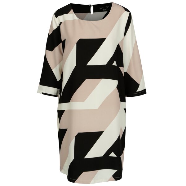 Rochie oversized crem cu print geometric - Smashed Lemon