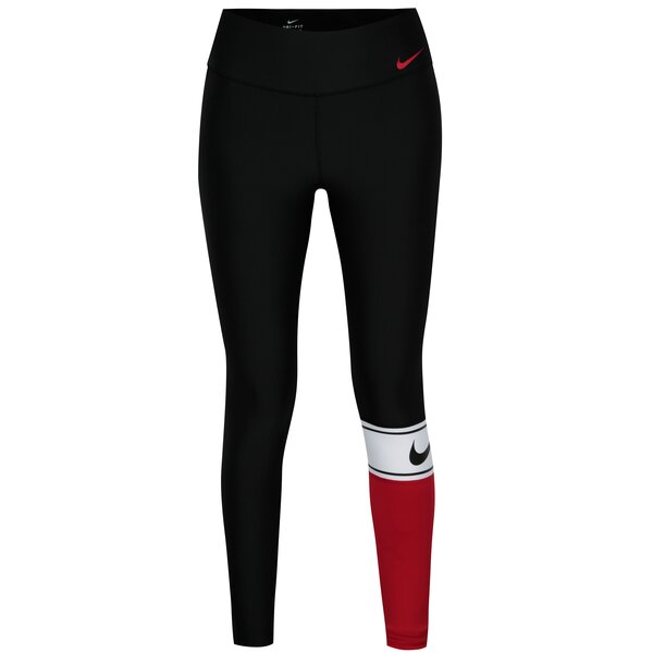 Colanti sport negru & rosu cu print logo pentru femei - Nike Power Training Tights