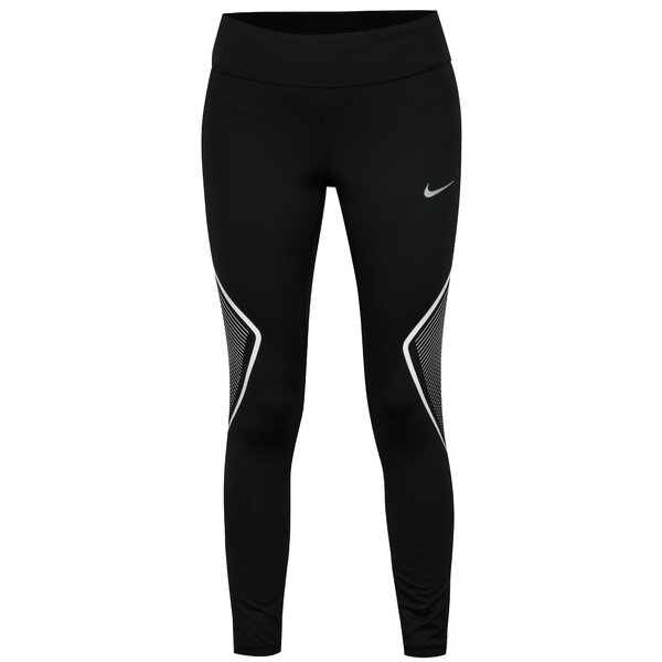 Colanti sport negri cu print lateral pentru femei Nike Tght Fast Gx