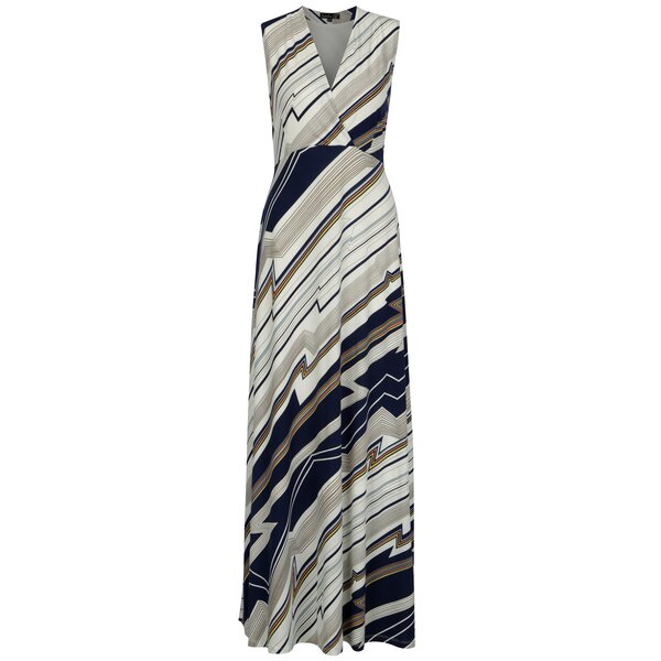 Rochie maxi crem cu print geometric Smashed Lemon