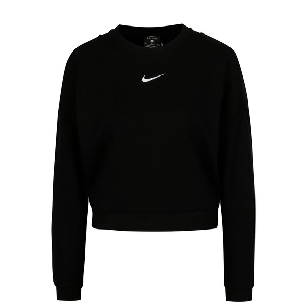 Bluza sport cropped neagra cu logo brodat pentru femei - Nike CREWNECK CROP