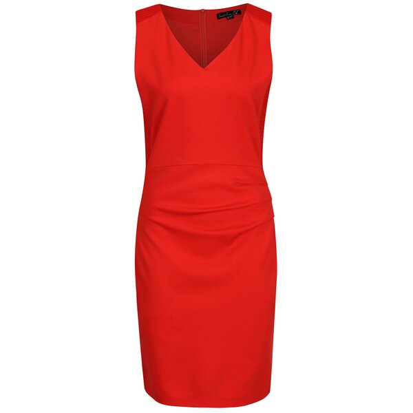 Rochie rosie cu decolteu in V si detalii discrete - Smashed Lemon