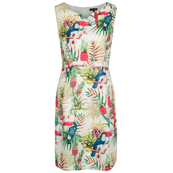 Rochie crem cu decolteu sweetheart si pasari - Smashed Lemon