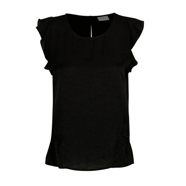 Bluza neagra cu volane pe maneci - VILA Ranny