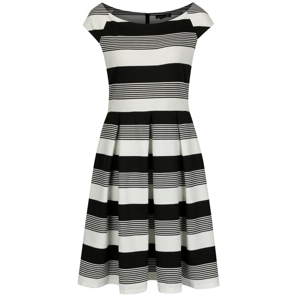 Rochie alb&negru in dungi cu pliuri Smashed Lemon