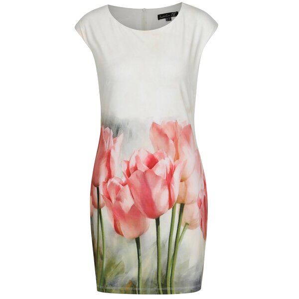 Rochie crem cu print lalele - Smashed Lemon
