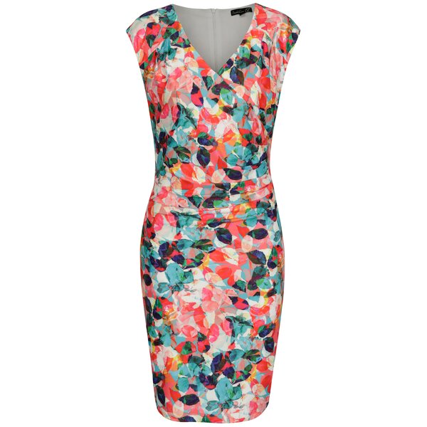 Rochie bodycon cu print frunze multicolore - Smashed Lemon