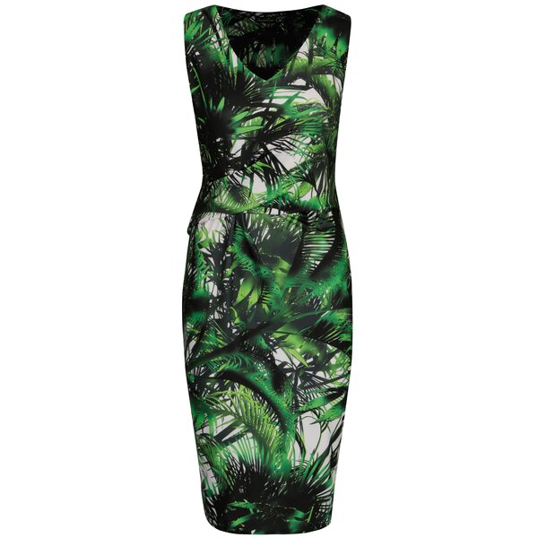 Rochie bodycon verde cu frunze de palmier - Smashed Lemon