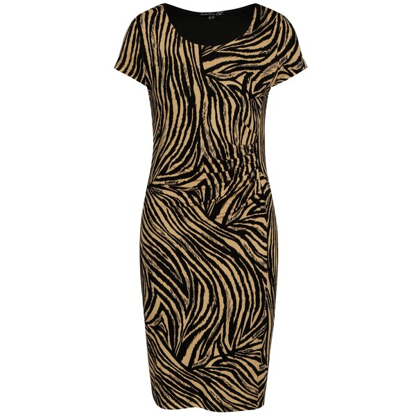Rochie maro deschis cu animal print Smashed Lemon