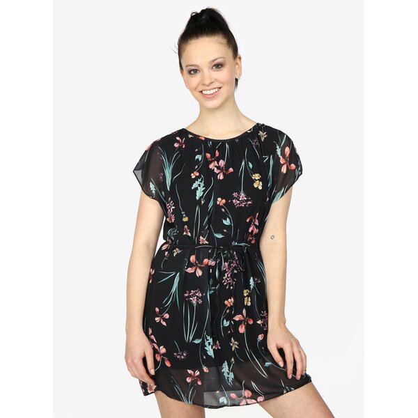 Rochie vaporoasa cu print floral si cordon Hailys Anne