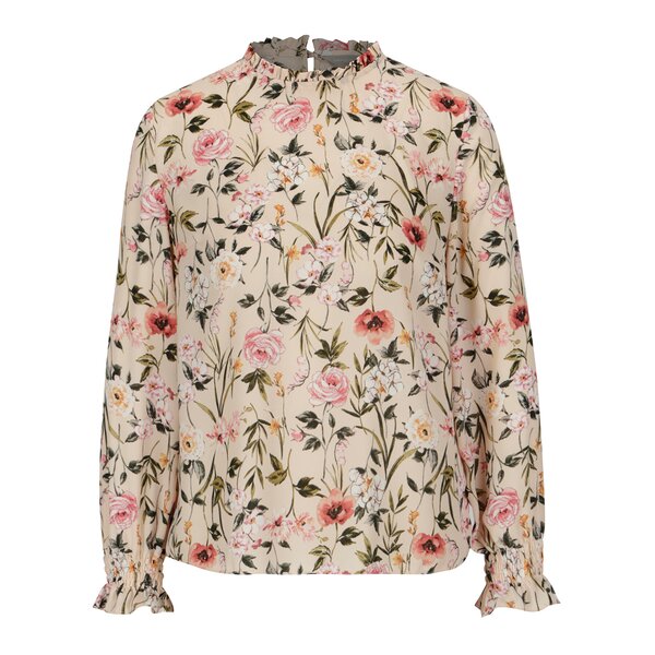 Bluza roz cu print floral si volane discrete la terminatii - Dorothy Perkins Petite